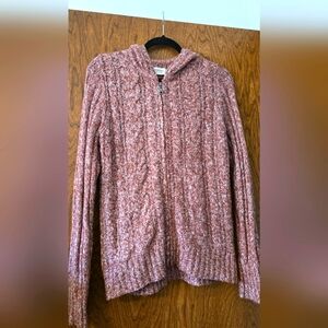 Knitted Dusky Pink zip up hooded cardigan